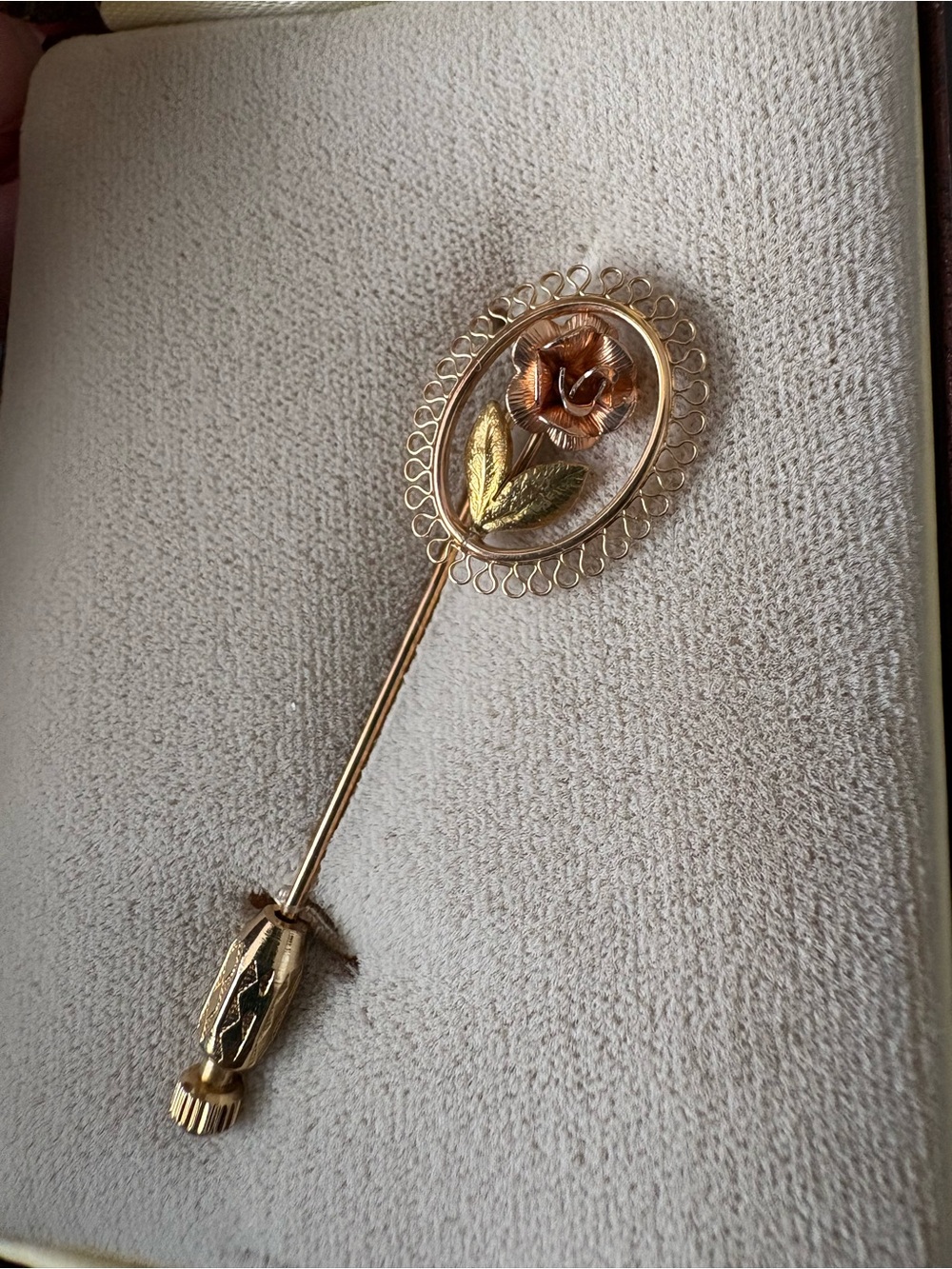 Vintage Krementz Gold Floral Stick Pin Brooch